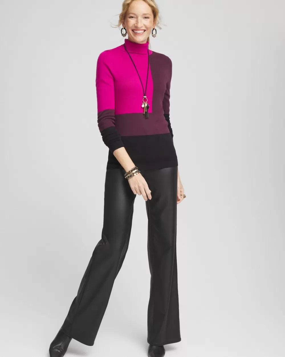 Hot Ecovero™ Colorblock Turtleneck Pullover Sweater Sweaters